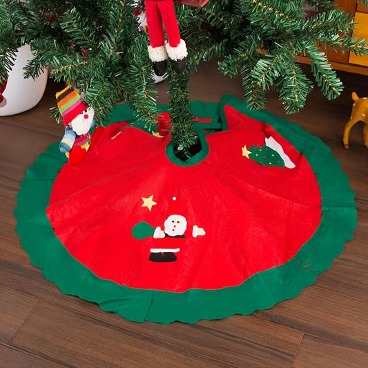 Christmas Tree Skirt Red Velvet Snowflake Design