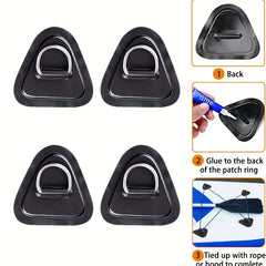4pcs Stainless Steel D Ring Patches for Boats & Paddleboards