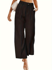 Women's Plus Solid Wide Leg Trousers