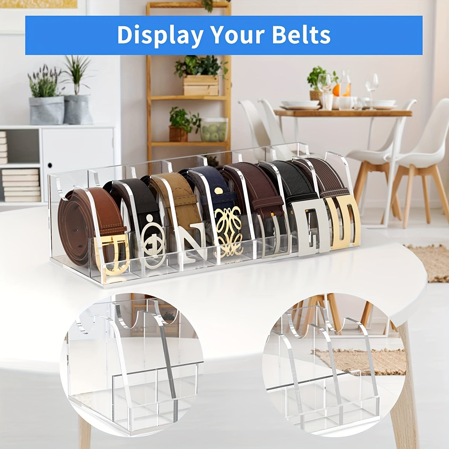 Acrylic Belt Storage Box 7 Grid Tie Belt Silk Scarf Display Rack