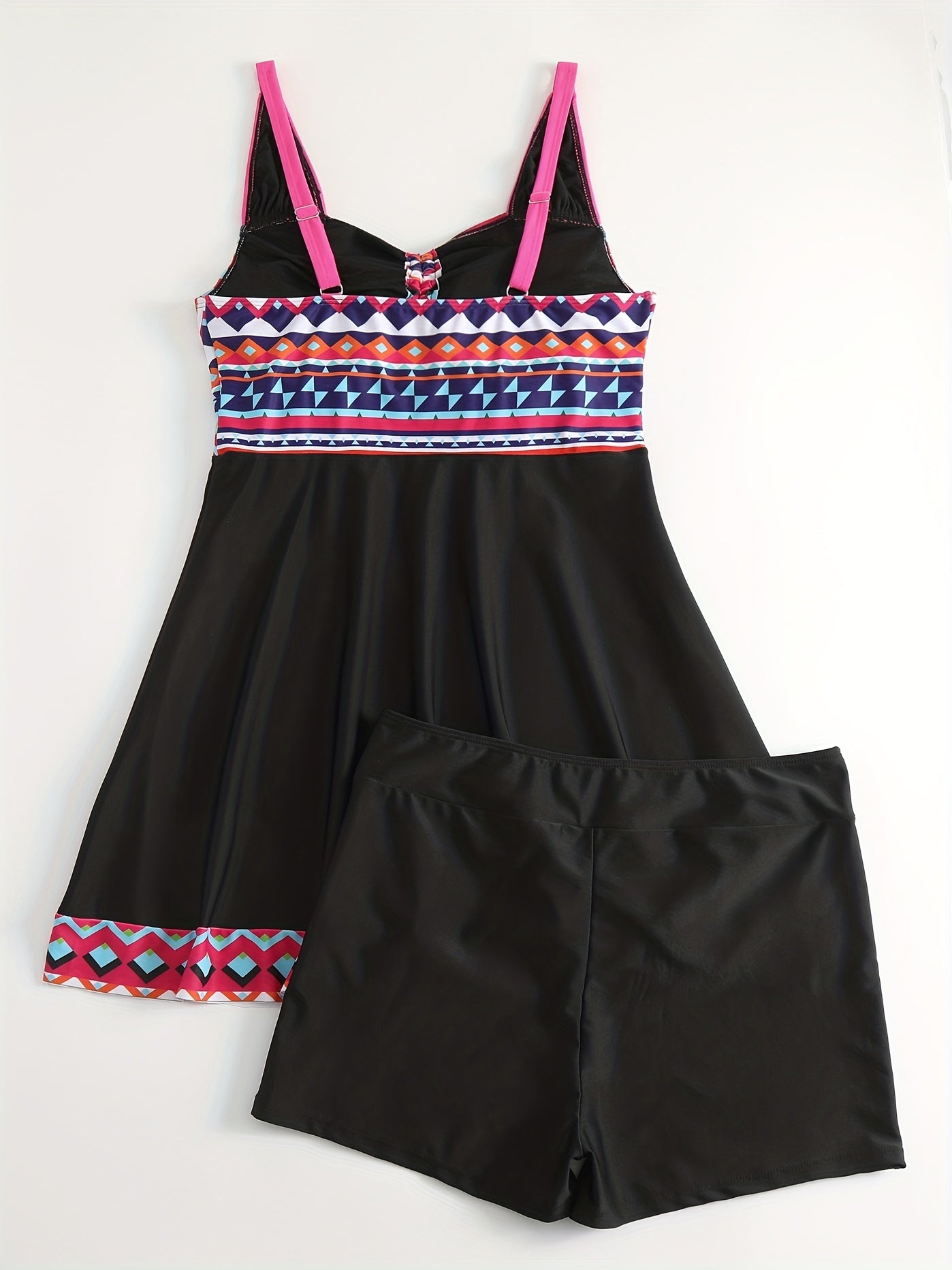  Boho Tankini Set Women's Plus Tribal Print Tankini Two Piece Set