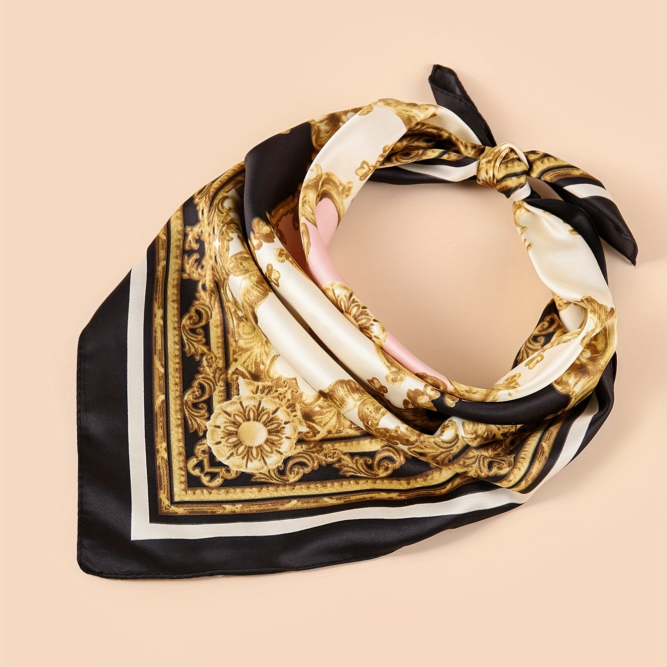 Retro Floral Print Bandana Silk Scarf Headband Holiday Accessory Gift