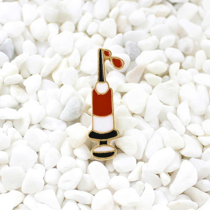 Red Syringe Brooch Zinc Alloy Medical Pin
