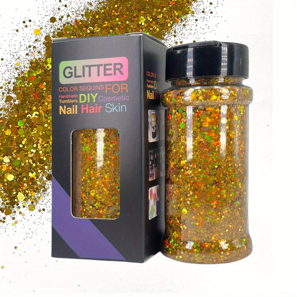 Holographic Chunky Glitter 2oz, Mixed Fine Flakes for Nail Art Hair Epoxy Resin