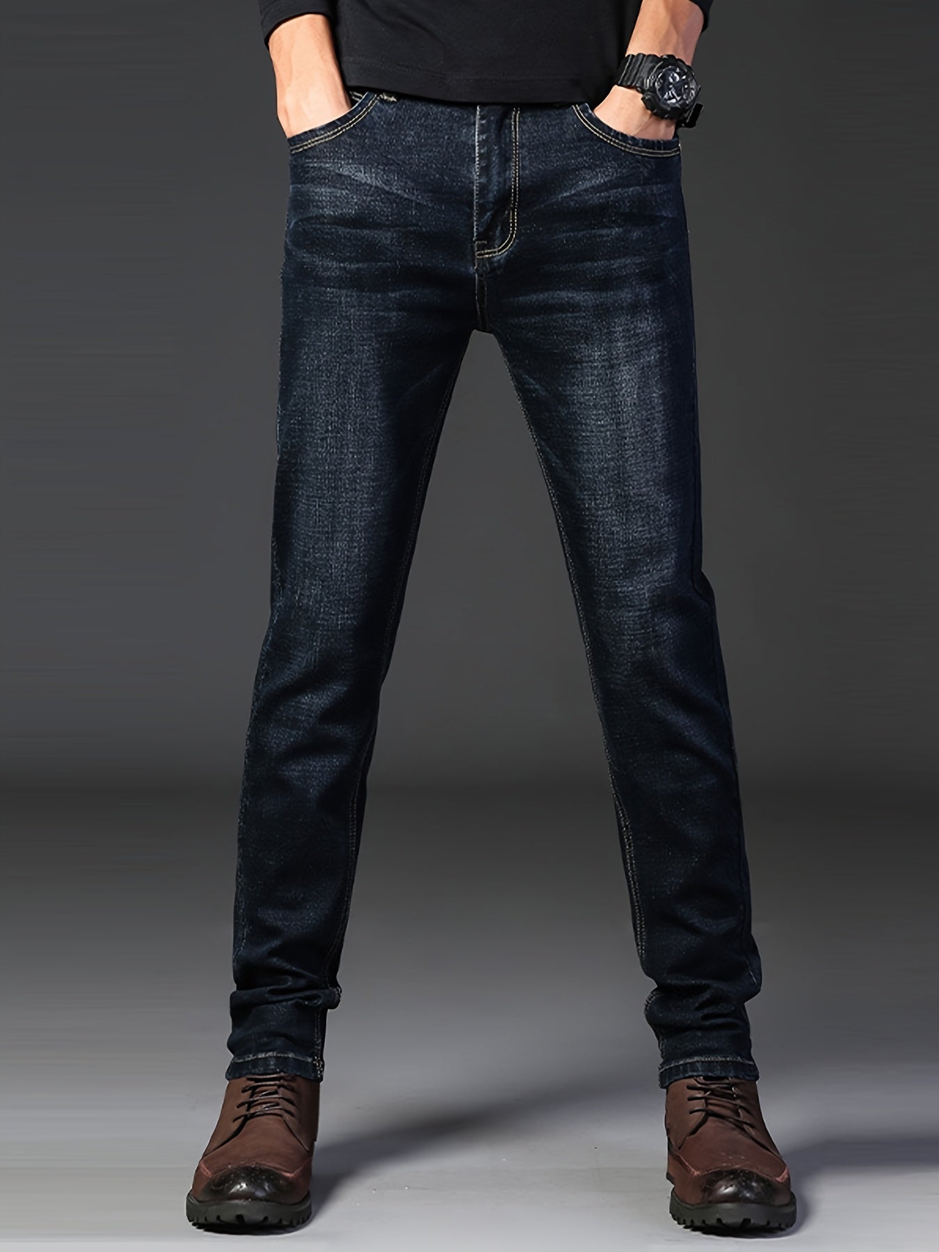 Men's Slim Straight Leg Denim Jeans Casual Cotton