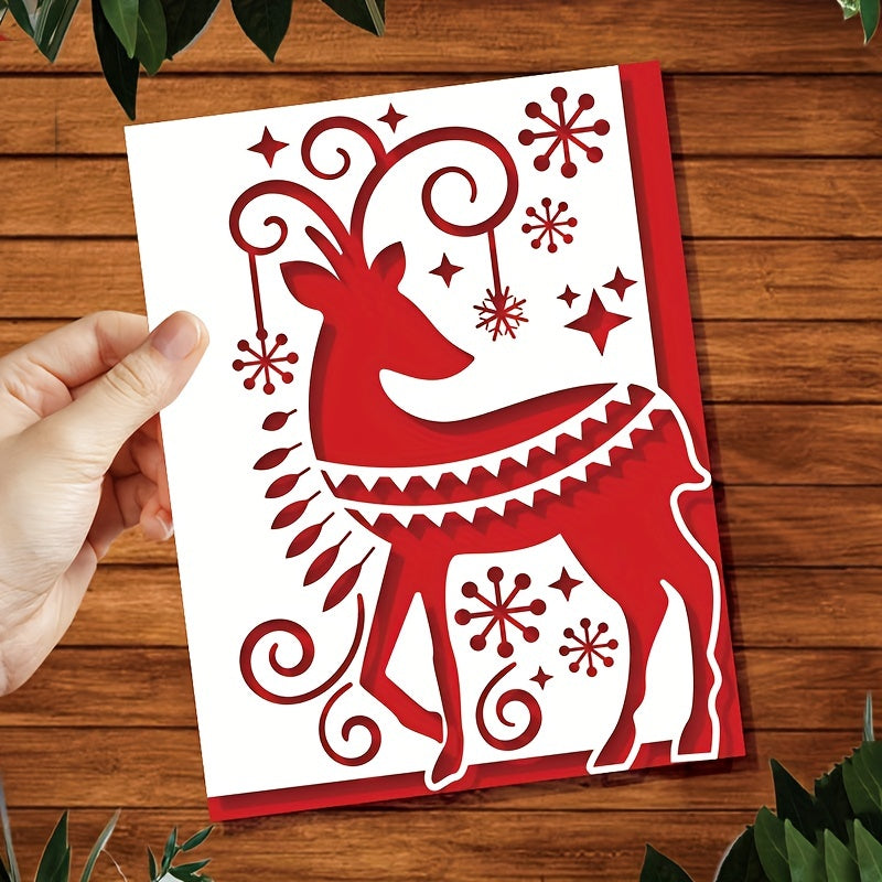 Christmas Deer Flower Coffee Cup Metal Cutting Dies Scrapbooking Craft