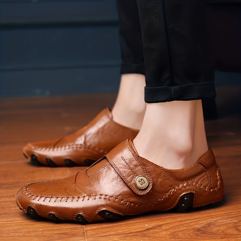 CLOHOO Retro Loafers Slip On Sneakers Light Brown