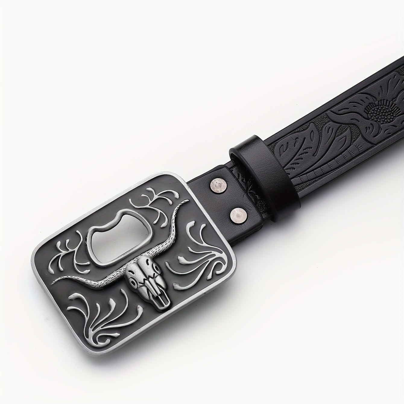 Embossed Leather Belt for Men Retro Casual Belt