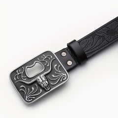 Embossed Leather Belt for Men Retro Casual Belt