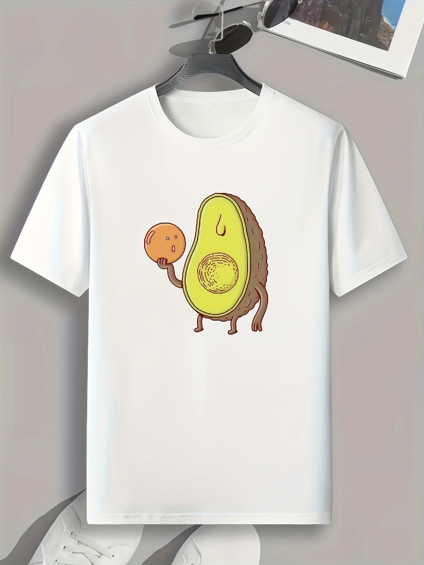 Avocado Pattern Print Men's Comfy Sports T-shirt Outdoor Clothes