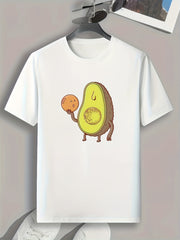 Avocado Pattern Print Men's Comfy Sports T-shirt Outdoor Clothes