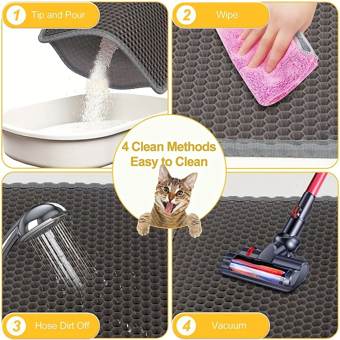 Double Layer Cat Litter Mat Traps Litter Protects Floors Non Slip