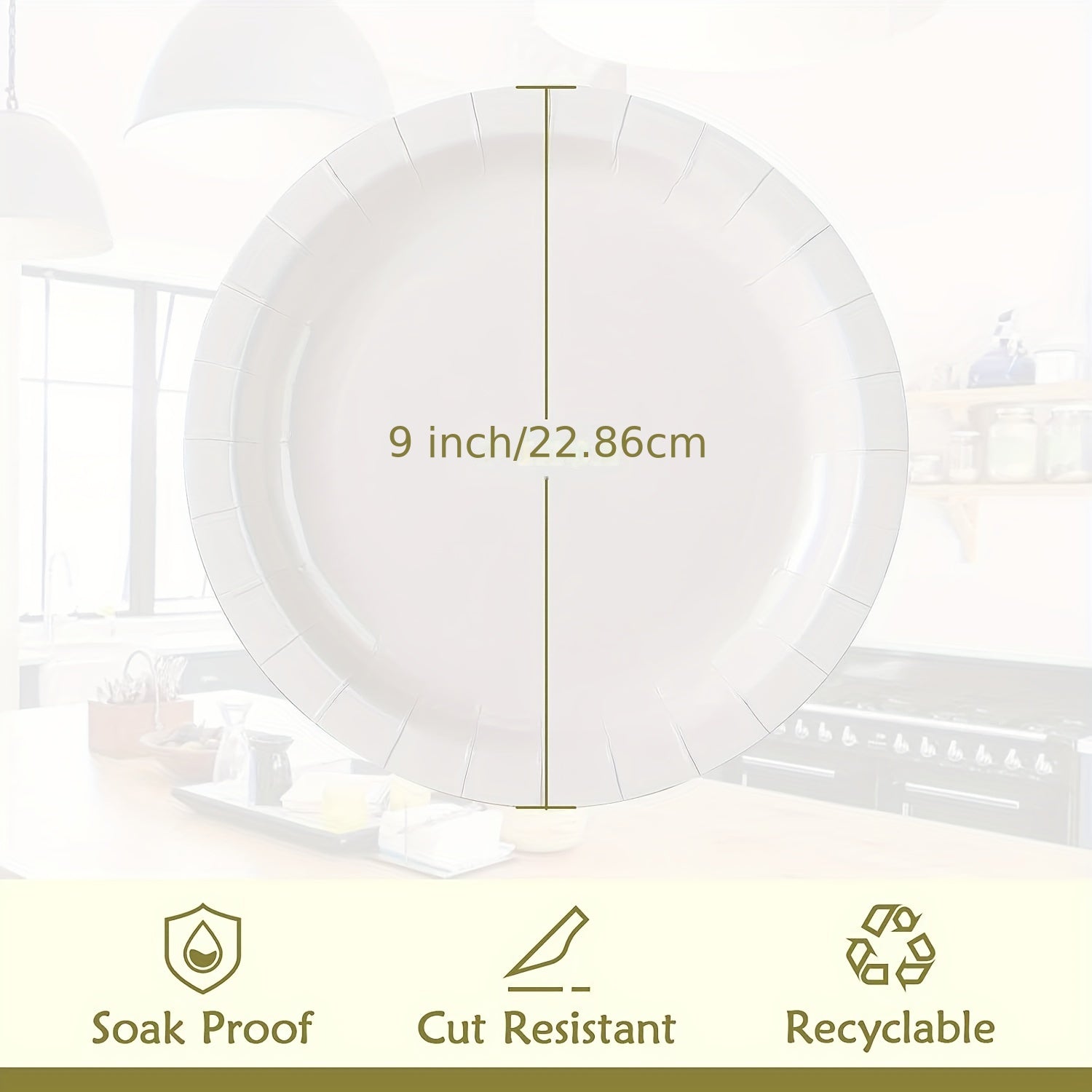 20 Pcs Disposable Paper Plates Golden Soak Proof Paper Plates Cut Proof Dinner P