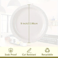 20 Pcs Disposable Paper Plates Golden Soak Proof Paper Plates Cut Proof Dinner P