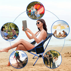Portable Camping Chair with Side Pocket & Carry Bag for Outdoor Activities