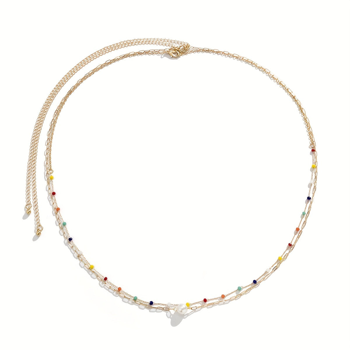 Boho Beads Waist Chain Faux Pearl Decor Belly Chain for Women