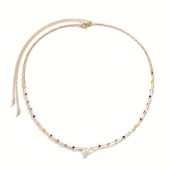 Boho Beads Waist Chain Faux Pearl Decor Belly Chain for Women