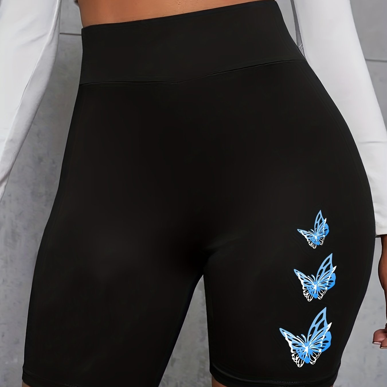 Butterfly Print High Waist Biker Shorts
