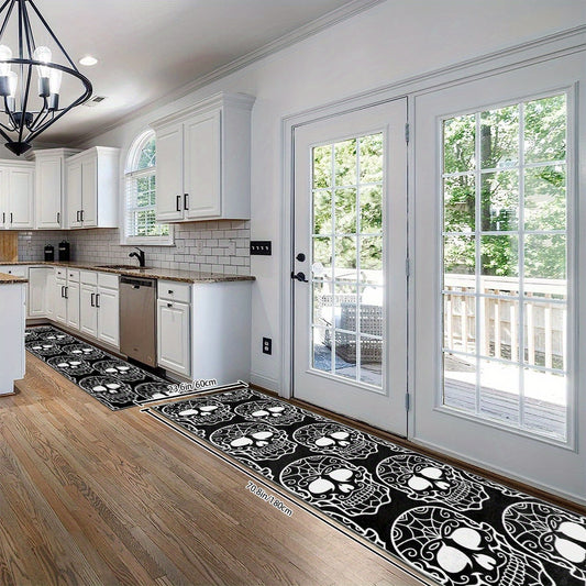 2'X10' Extra Long Skull Runner Rugs Laundry Room Rug Oriental Hallway Rug Runner