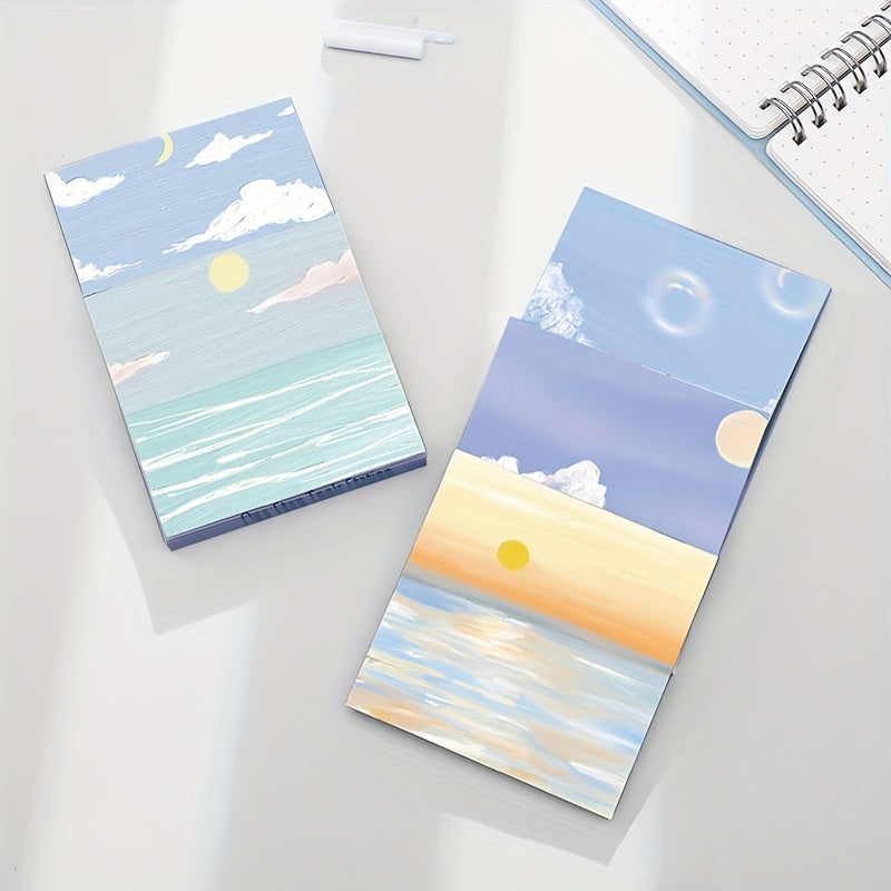 1pc Painting Scenery Stickers 10 Styles Office Student Stationery Memo Stickers