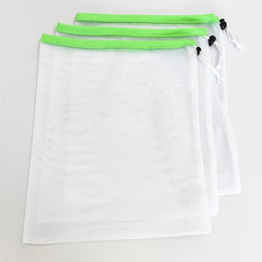 3pcs Polyester Drawstring Storage Bags for Kids Mesh Organizer Pouches