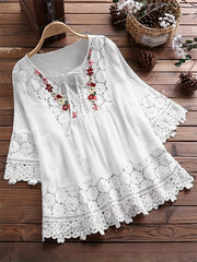  Floral Appliques Guipure Lace Top