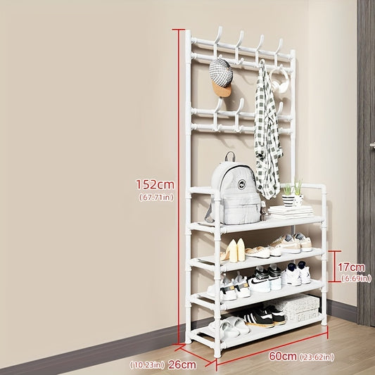 Metal Shoe Rack Coat Rack Integrated Doorway Hanging Clothes and Shoe Cabinet