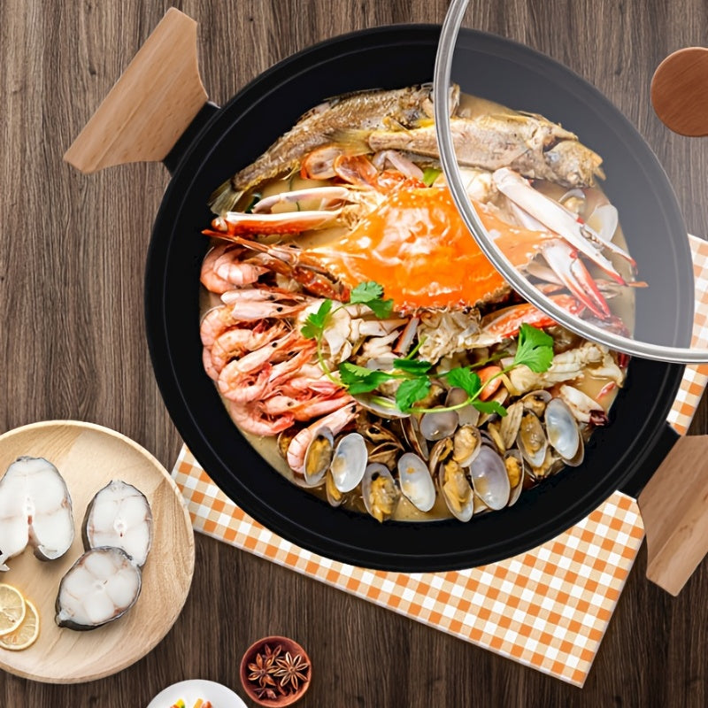 Non Stick Pot With Wooden Handles For Cooking And Frying