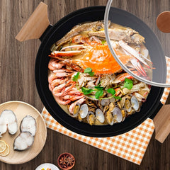 Non Stick Pot With Wooden Handles For Cooking And Frying