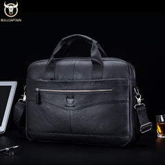 BULLCAPTAIN Leather Shoulder Bag Large Capacity Business Briefcase