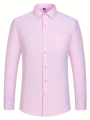 Men's Casual Long Sleeve Shirt with Chest Pocket