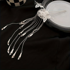 Y2K Vintage Hairpin U Shape Butterfly Flower Tassel Women's Accessory