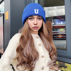 Long Wavy Beanie Wig Knit Hat with Hair Extensions