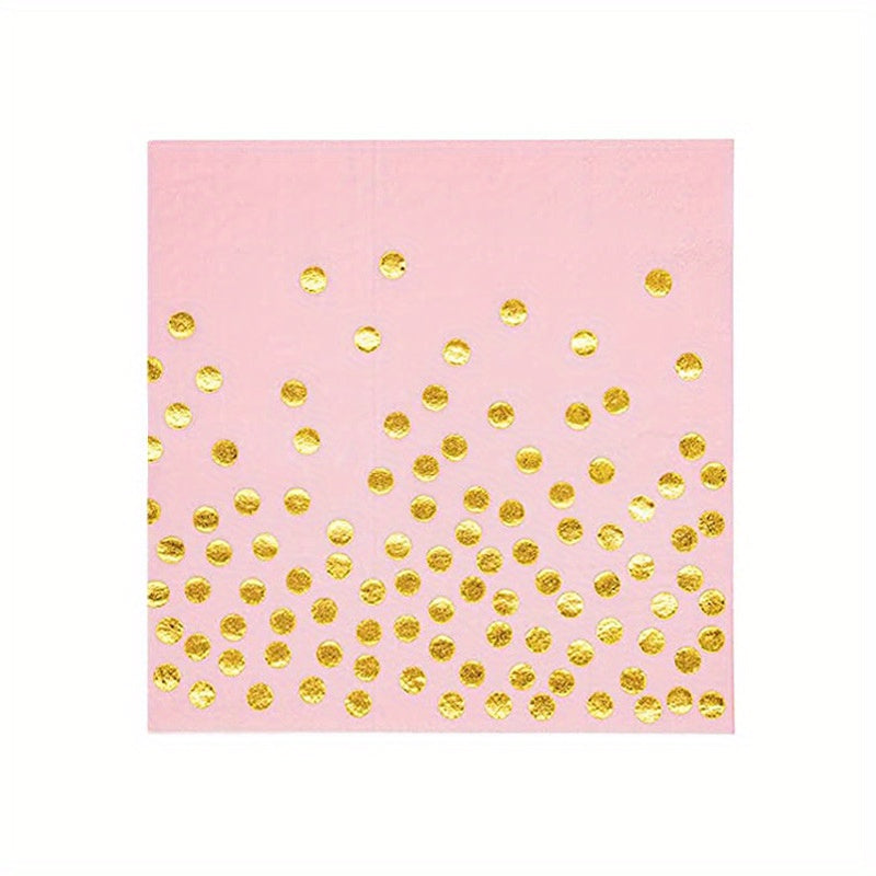25pcs Bronzing Polka Dot Napkins Plates Cups Party Supplies