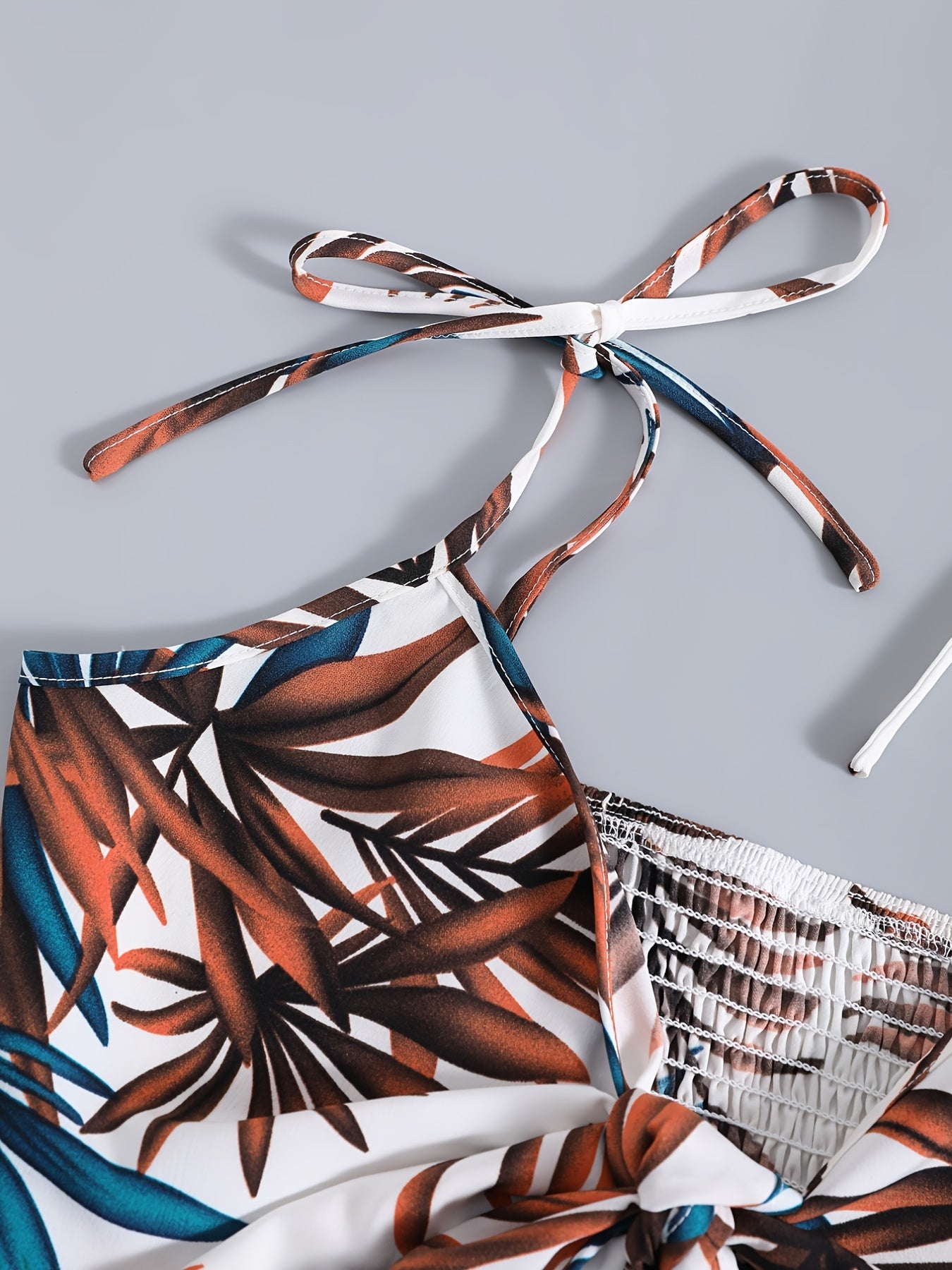Tropical Print 2 Piece Set: Cropped Vest & Shorts