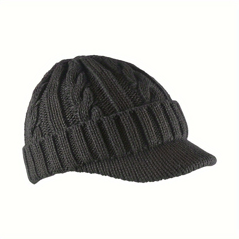 Knit Beanie Visor Cap Warm Winter Hat
