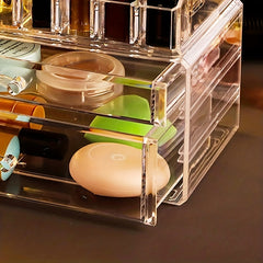 Clear Makeup Organizer Skin Care Cosmetic Display Case With Drawers