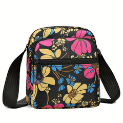 Women's Floral Print Messenger Bag Lightweight Nylon Crossbody Sling