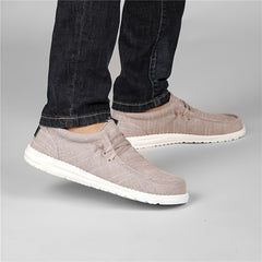 Men's Breathable Canvas Loafer Shoes Lightweight Slip On Boat Shoes