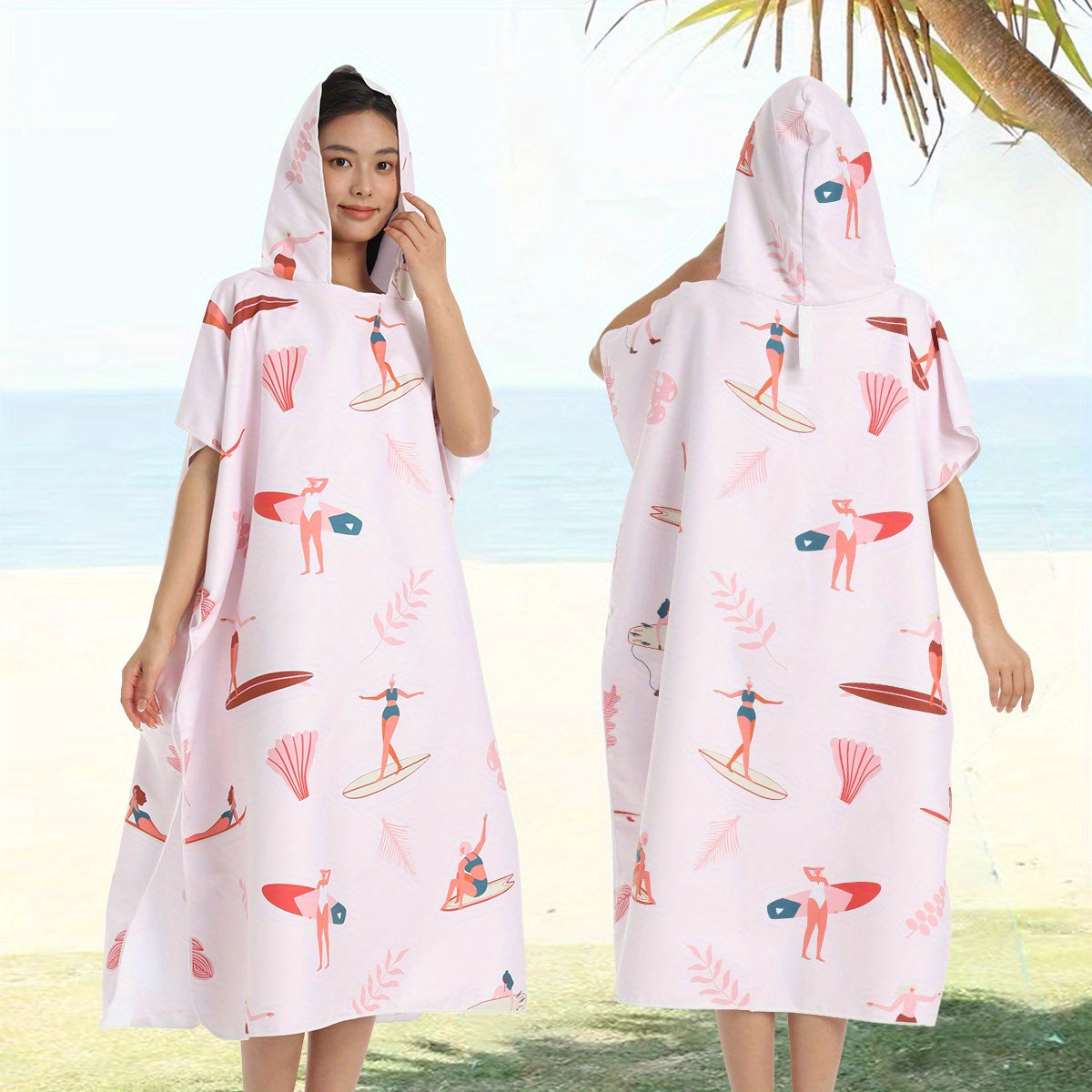 Women's Quick Dry Hooded Towel Spa & Bath Robe Lightweight Bathrobe