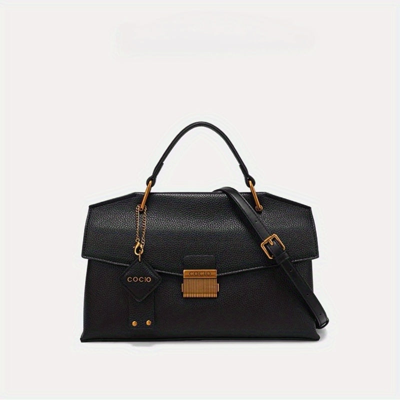 Shoulder Bag for Women with Golden Tone Hardware and Adjustable Strap