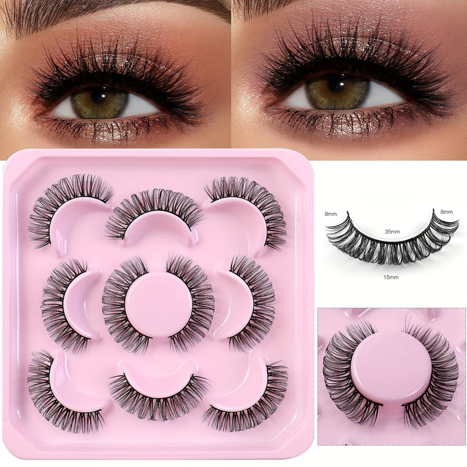 5 Pairs Faux Mink Lashes DD Curl Natural Volume False Eyelashes