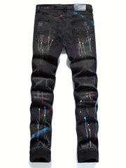 Spray Painted Patchwork Jeans Men's Street Style Jeans