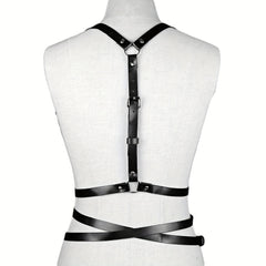 Cross Hollow Chest Harness Belt for Women PU Leather Gothic Corset