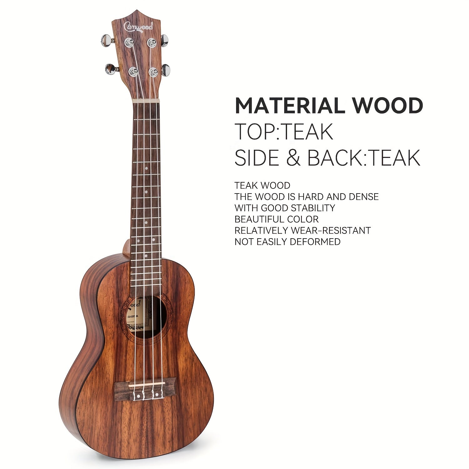 Camwood UKULELE Teak Wood 21 23 66 04 Cm For Beginners