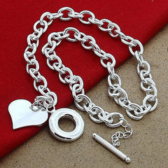 925 Silver Heart Pendant Necklaces For Women Wedding Jewelry