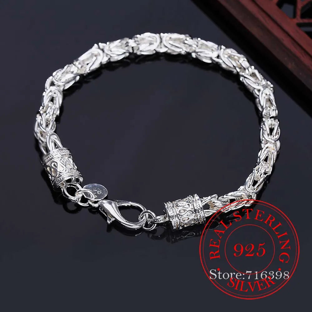 925 Silver Classic Faucet Charm Bracelet Chains