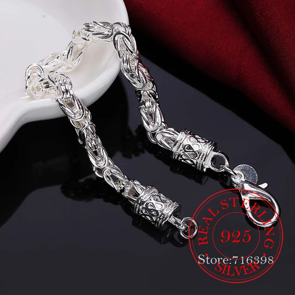 925 Silver Classic Faucet Charm Bracelet Chains