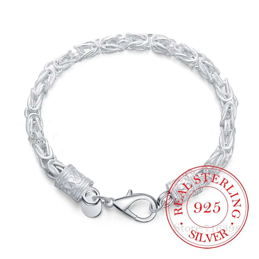 925 Silver Classic Faucet Charm Bracelet Chains