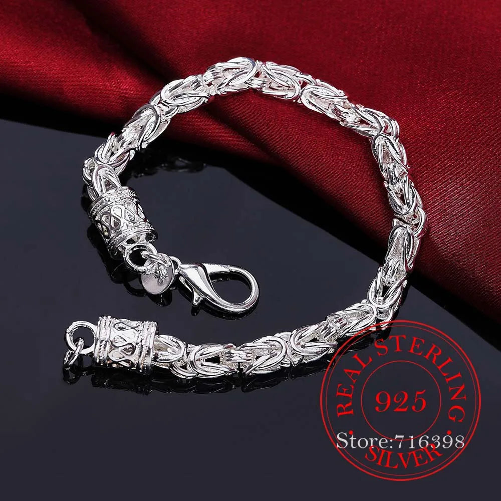 925 Silver Classic Faucet Charm Bracelet Chains